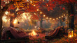© sabyna75 - Cozy Autumn Campfire with String Lights in Forest
