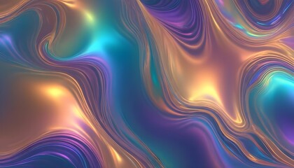 Abstract image of swirling, iridescent colors resembling a liquid or a flowing substance. The colors are a blend of blue, purple, teal, and gold, creating a dynamic and ethereal effect.