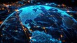 © MAGNIFIER - Abstract Earth with neon trading paths, global network, world trade