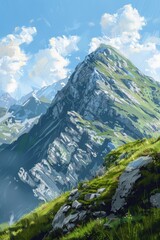 Canvas Print - A person stands at the summit of a mountain, enjoying the view