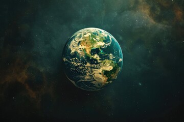 Wall Mural - a view of the earth from space, showing the curvature and stars in the background