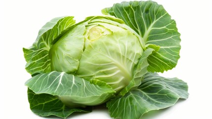 Wall Mural - A large green cabbage with a white stem