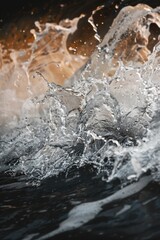 Poster - A close-up shot of a wave breaking on the surface of calm water