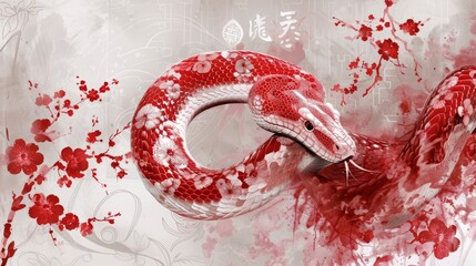 Wall Mural - Snake symbol of 2025. Merry Christmas and Happy New Year concept. Selective focus background and copy space