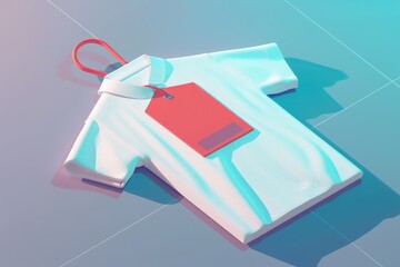 Sticker - A close-up of a white shirt with a red tag attached, suitable for use in e-commerce, fashion, or lifestyle contexts