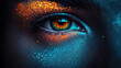 © 沈军 贡 - A close-up of an eye with vibrant makeup