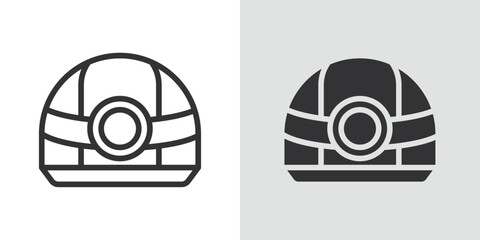 Wall Mural - Torch helmet icon Black line art vector logo set