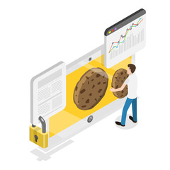 3D Isometric Flat  Illustration of Web Cookie. Item 2