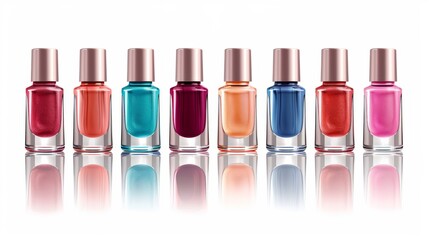 Wall Mural - A row of colorful nail polish bottles