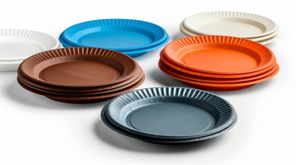 Wall Mural - A stack of paper plates in various colors