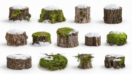 Poster - A collection of tree trunks with moss growing on them