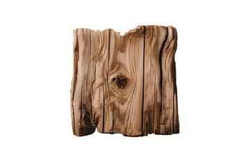 Rough wooden plank cut out brown wood desk board panel isolated white transparent old hardwood texture