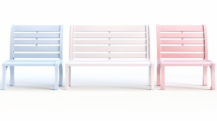 Poster - Three benches are shown in a row, with the middle bench being pink