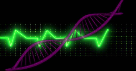 Sticker - DNA strand and grid lines, scientific data processing image