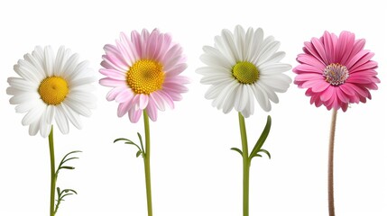 Poster - Four flowers are shown in a row, with the first one being white