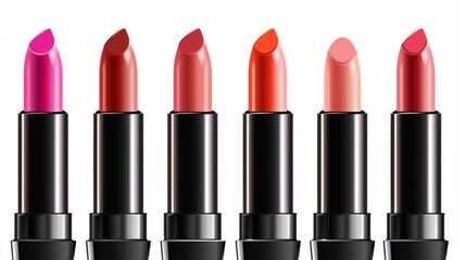 Canvas Print - A row of six lipsticks with different colors