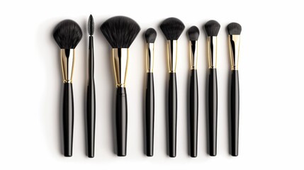 Canvas Print - A close up of a set of black makeup brushes