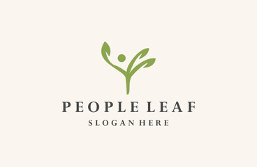 Wall Mural - People leaf logo icon design template vector illustration