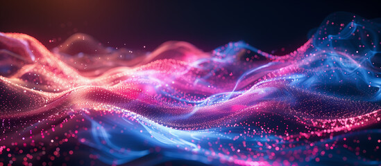 Wall Mural - abstract futuristic background with glowing neon waves