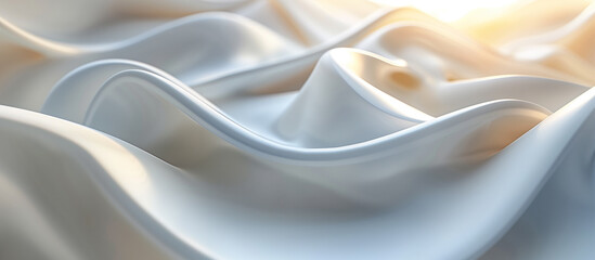 Wall Mural - soft silk white futuristic wave background