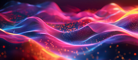 Wall Mural - abstract futuristic background with glowing neon waves