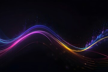 Wall Mural - Dark abstract background with glowing abstract waves, sound wave. Generative AI