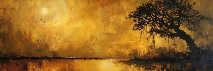 Wall Mural - Sunset over the Savannah Golden Light