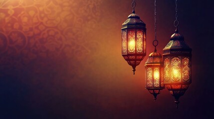 Wall Mural - arabic lantern of ramadan celebration background illustration. copy space area background