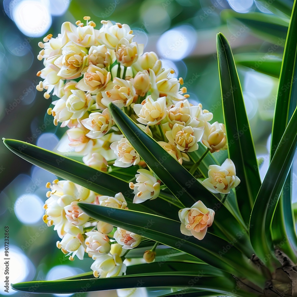 Fragrant Screwpine flower (Pandanus fascicularis, Pandanus odorifer, Pandanus tectorius) with nature background