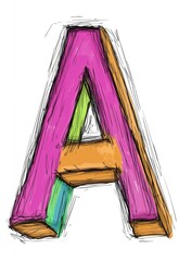 Canvas Print - Colorful Hand-Drawn Illustration of the Letter A