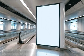 Wall Mural - blank advertising billboard at airport,Mock up Poster media template Ads display in Subway station escalator