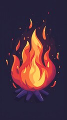 Wall Mural - Fire flame flat cartoon style. vector illustration