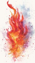 Wall Mural - fire painted in watercolor style