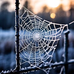 Wall Mural - spider web in the morning