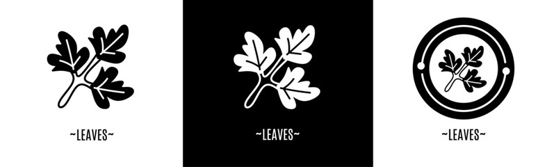 Canvas Print - Leaves logo set. Collection of black and white logos. Stock vector.