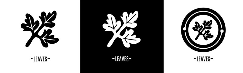 Poster - Leaves logo set. Collection of black and white logos. Stock vector.