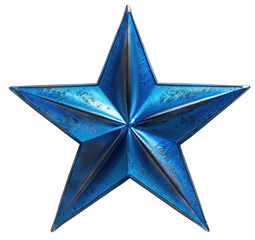 Wall Mural - blue metallic five-pointed star on transparent background. png file.