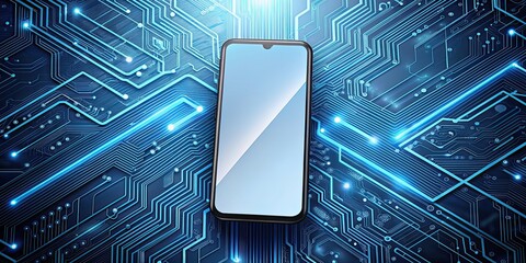 Poster - Cellphone circuit mockup on abstract technology background, cellphone, circuit, mockup, abstract, technology