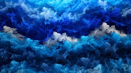 A digital art piece featuring deep blue waves, creating an abstract background