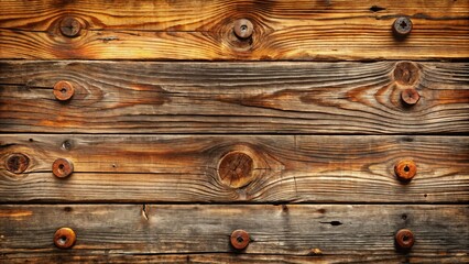 Wall Mural - Vintage weathered barn wood planks with worn cracks, rusty nail holes, and faded wooden tones create a distressed, rustic, natural background texture.