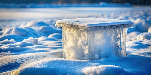 Wall Mural - Frozen snow pedestal with pieces of ice on it, snow, pedestal, ice, frozen, winter, cold, frost, nature, sculpture,crystal, outdoors