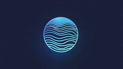 Wall Mural - minimalist blue circle with waves design.