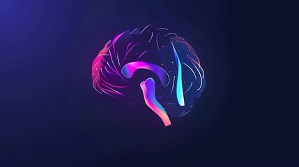 Wall Mural - 3d illustration of digital brain with neon colors concept of artificial intelligence, neural network