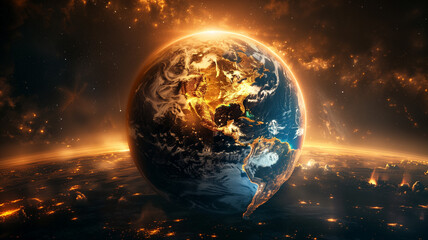 Wall Mural - globe with global economy stock market financial network