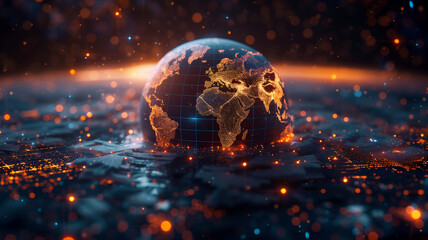 Wall Mural - globe with global economy stock market financial network