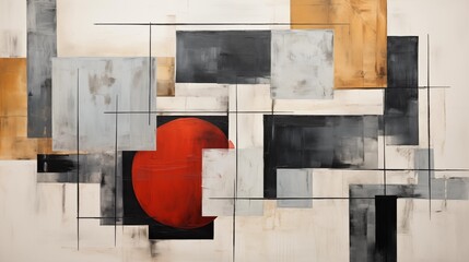 Wall Mural - A painting of a red circle in the middle of a white background