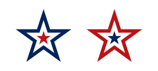 Wall Mural - usa star icon set