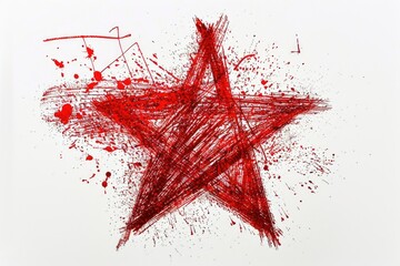 Wall Mural - A simple illustration of a red star against a white background, great for use in educational or decorative contexts