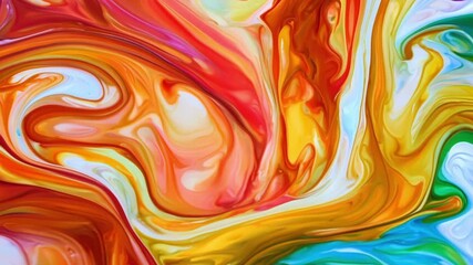 Poster - An abstract view of a colorful canvas being painted with each brushstroke creating a unique ripple effect in the colors.