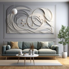 Poster - Minimalist Living Room with Abstract Wall Art